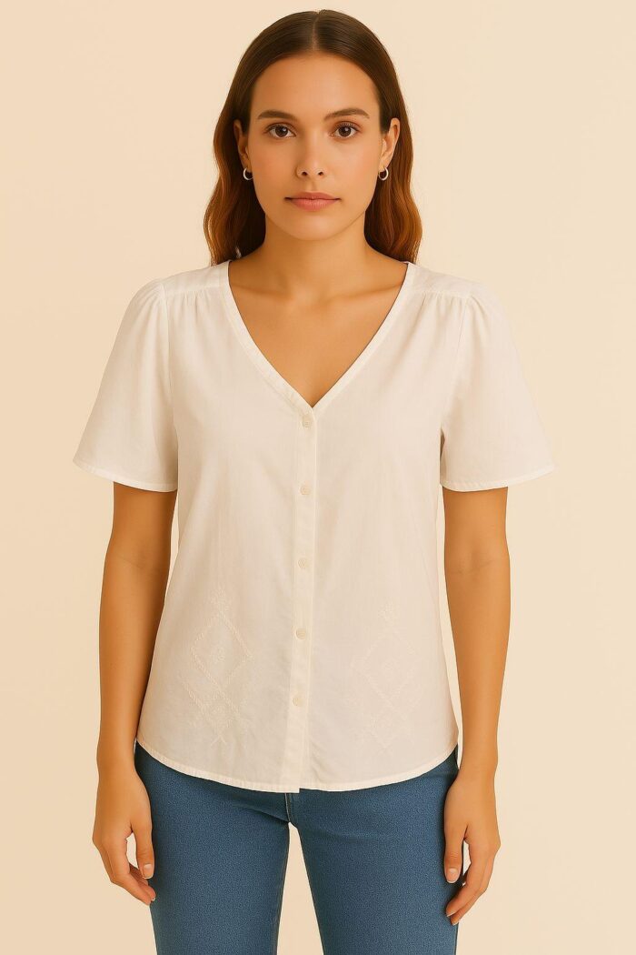 Sinsay Women's White Button-Up Blouse - Image 1