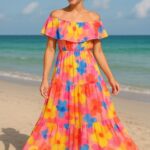 Sinsay Off-shoulder floral maxi dress - Multicolor