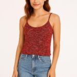 Sinsay Classic Knit Crop Top - Maroon Red