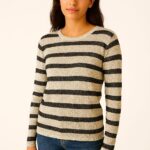 Sinsay Striped Knit Sweater - Beige & Black