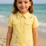 Sinsay Girl's Yellow Gingham Embroidered Shirt