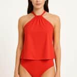 Sinsay Women's Red Halter-Neck Two-Piece Swimsuit