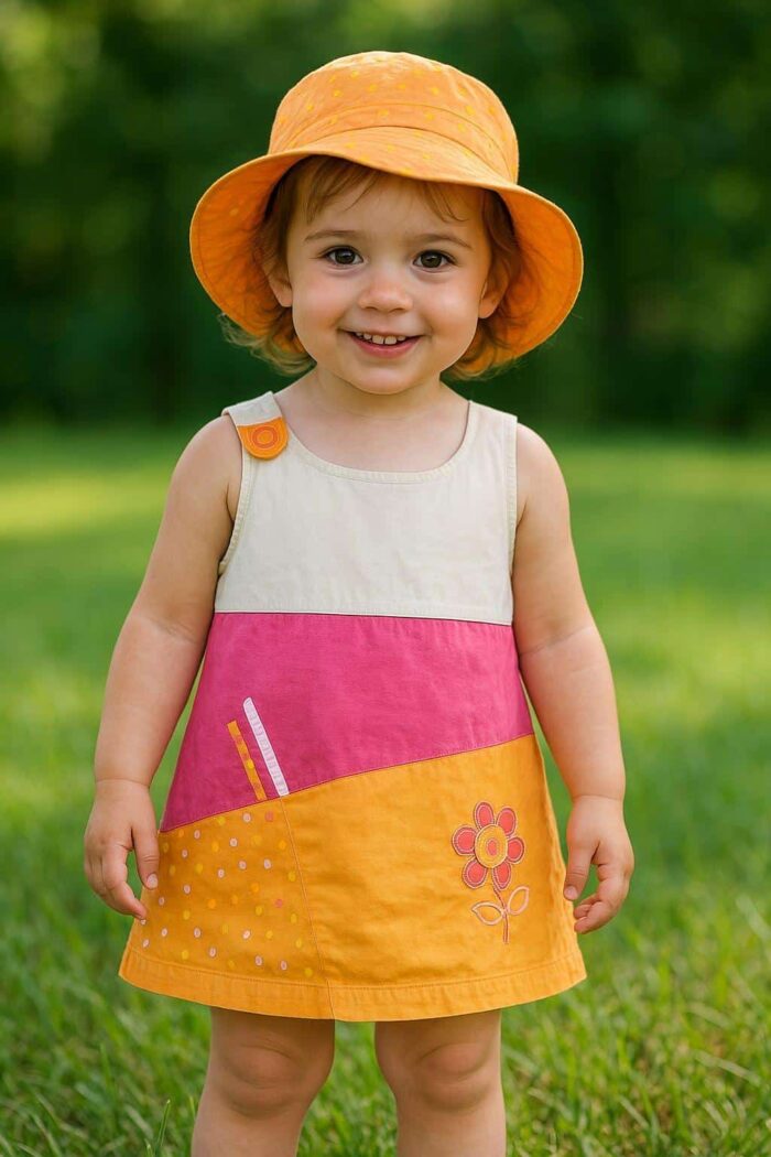 Sinsay Baby Girl's Colorblock Sleeveless Dress With Floral Print - Image 1
