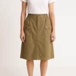 Sinsay Utility A-Line Midi Skirt - Olive Green