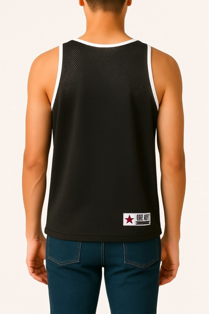 Men’s Athletic Mesh Tank Top – Black - Image 2