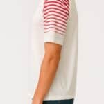 Badger Sport Men’s White T-Shirt with Red Striped Sleeves
